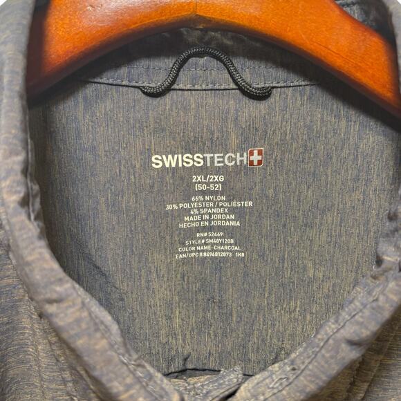 Swiss Tech Gray Nylon Blend Long Sleeve Button Down Size 2XL XXL Outdoor *FLAW* - Picture 5 of 7
